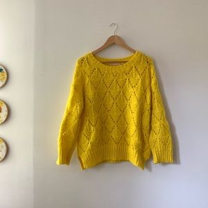 Anthropologie Bright Yellow Knit Sweater